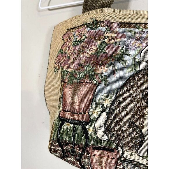 Timeless Treasures Bag Women S Tan Tapestry Bunny Embroidery Granny Handmade 80s - Picture 5 of 11